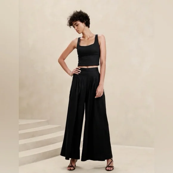 BANANA REPUBLIC LINEN-BLEND PALAZZO PANT - Picture 3 of 11